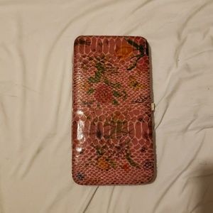 Pink Floral Snake Pattern Wallet